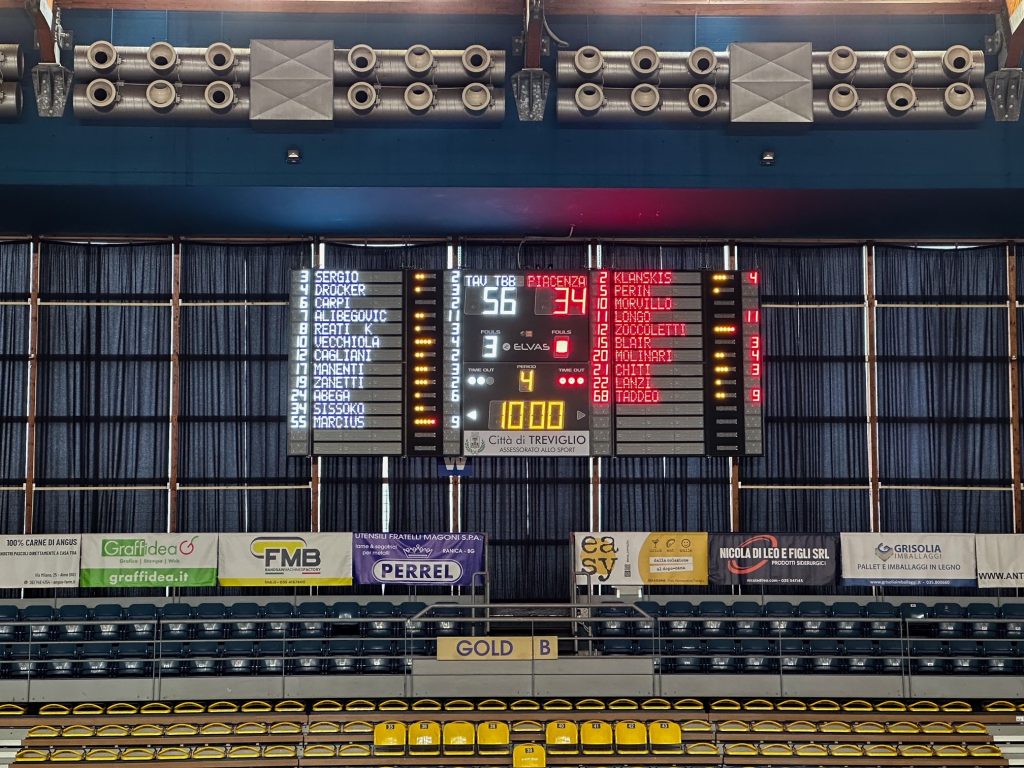 Treviglio's PalaFacchetti gets a makeover by equipping itself with two FIBA Level 1 scoreboards